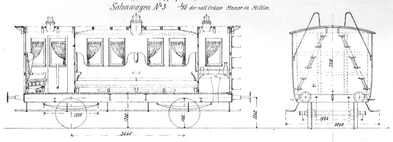 Bild Abb. 8.  Salonwagen A.3., Innenansicht,  Stirnfront, VAN IX M 64b